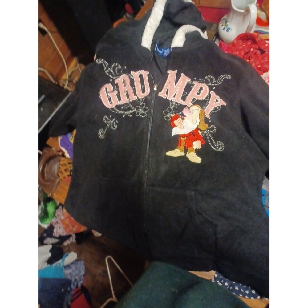 Disney Womens Size- 2X Grumpy Fleece Full Zip Hooded Long Sleeve Sweater